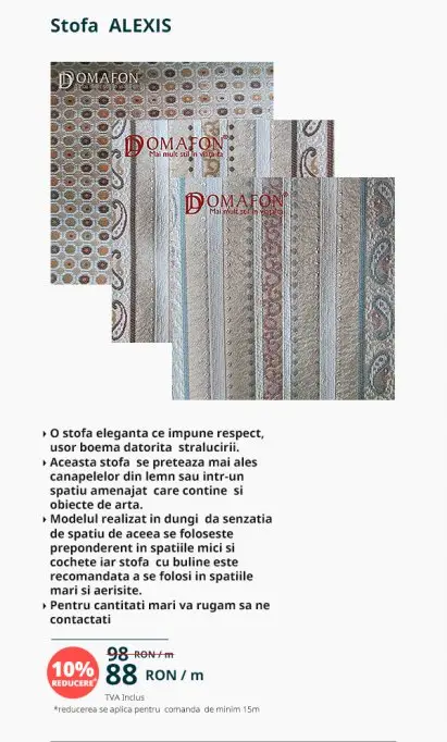 Stofa tapiterie cu model