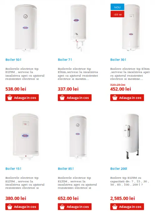 Boilere electrice la oferta in Arad